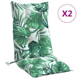 VidaXL coussins de chaise 2 pièces tissu oxford à motif de feuilles à dossier haut