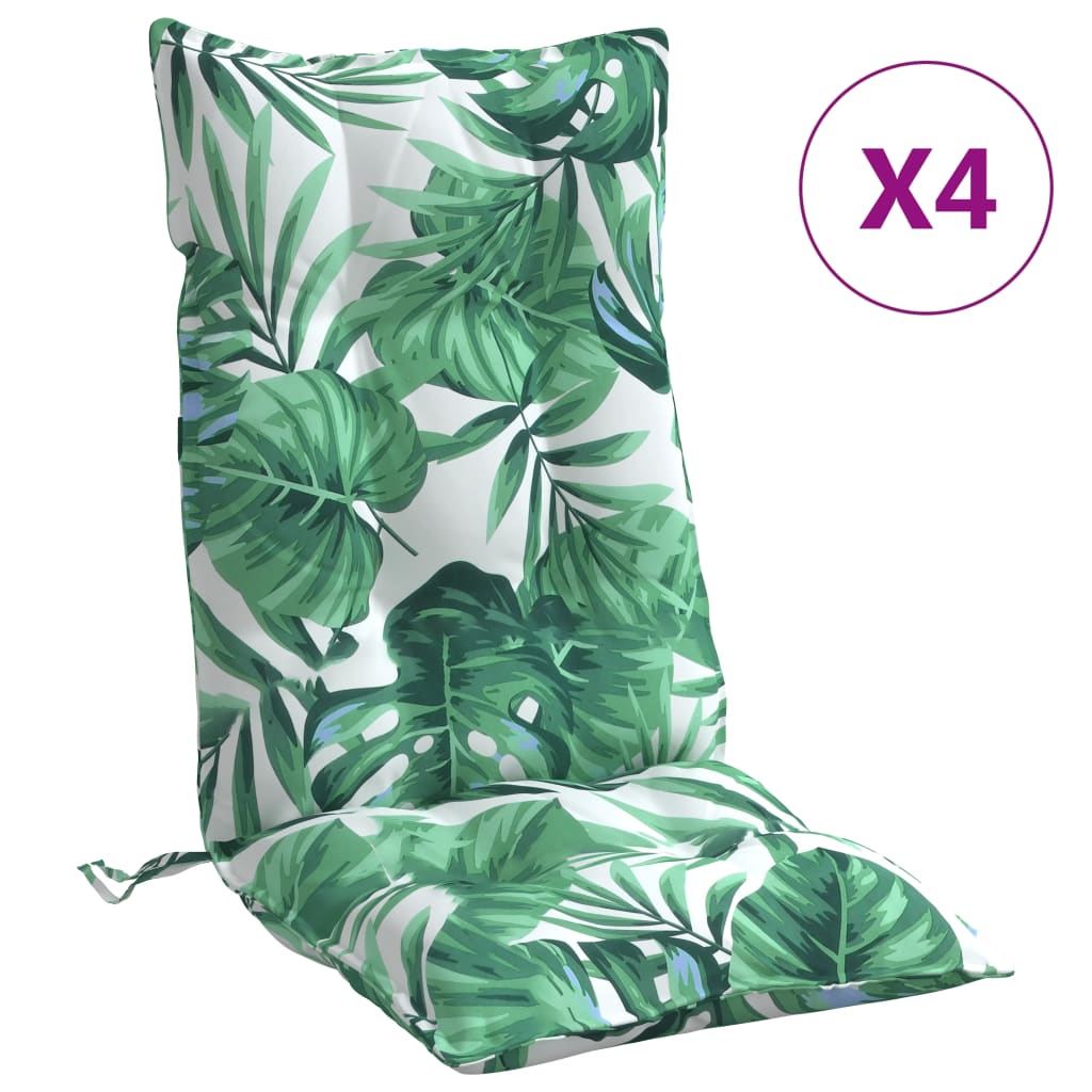 VidaXL coussins de chaise 4 pièces tissu oxford à motif de feuilles à dossier haut