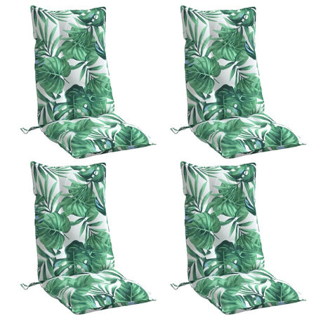 VidaXL coussins de chaise 4 pièces tissu oxford à motif de feuilles à dossier haut