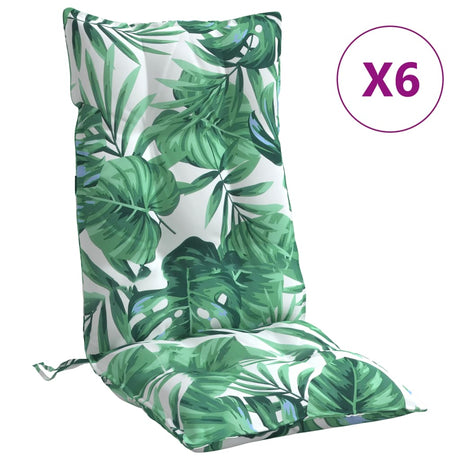 VidaXL coussins de chaise 6 pièces tissu oxford à motif de feuilles à dossier haut