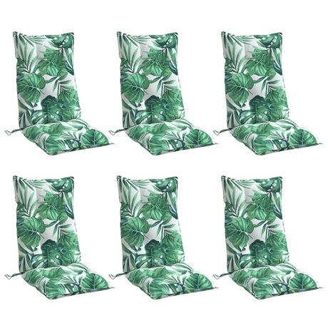 VidaXL coussins de chaise 6 pièces tissu oxford à motif de feuilles à dossier haut