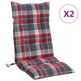 VidaXL coussins de chaise 2 pcs dossier haut motif losange tissu oxford rouge