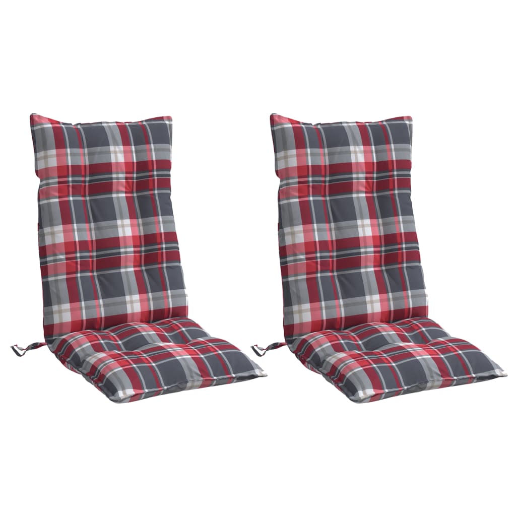 VidaXL coussins de chaise 2 pcs dossier haut motif losange tissu oxford rouge