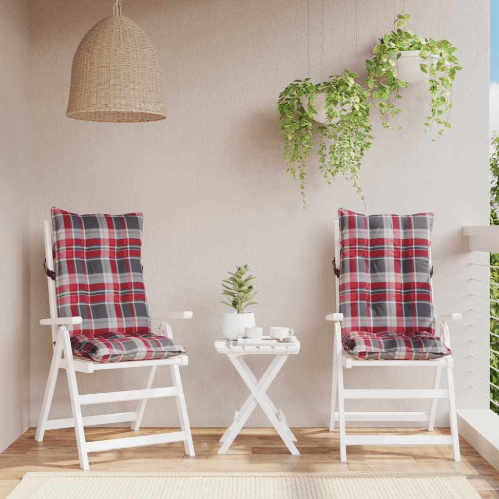 VidaXL coussins de chaise 2 pcs dossier haut motif losange tissu oxford rouge