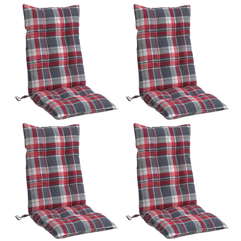 VidaXL coussins de chaise 4 pcs dossier haut motif losange tissu oxford rouge