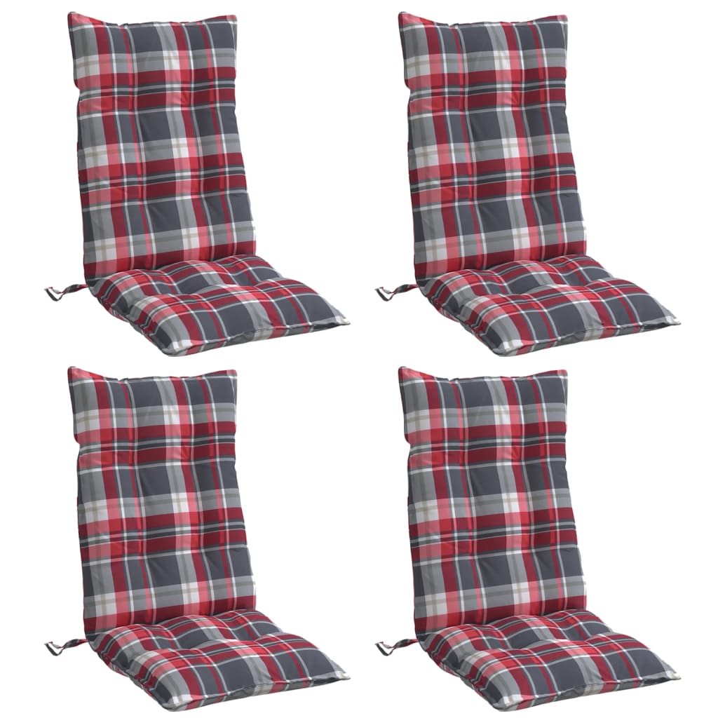 Vidaxl Chair cushions 4 st high back window pattern Oxford fabric red