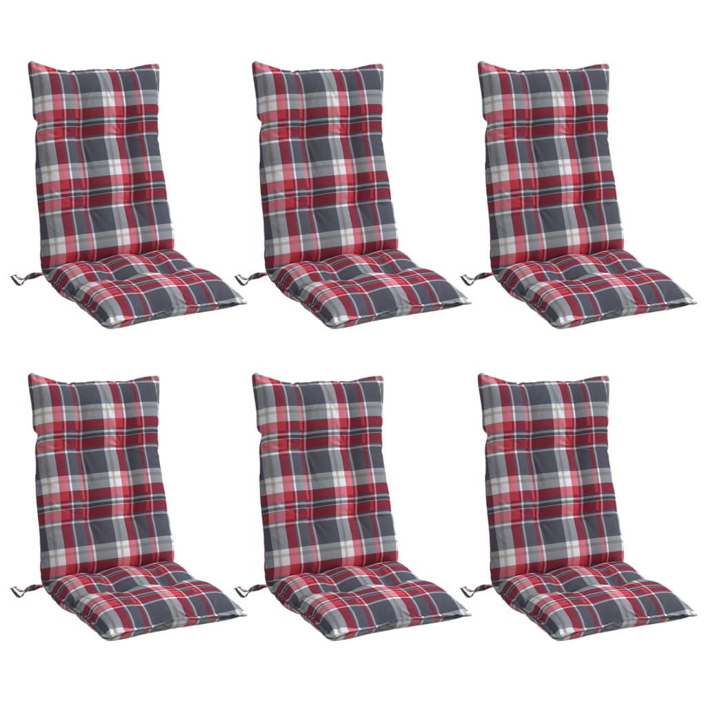 Coussins de chaise vidaxl 6 st dossier haut de dos de diamant motif oxford tissu rouge