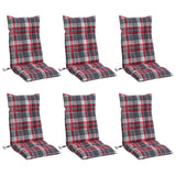 VidaXL coussins de chaise 6 pcs dossier haut motif losange tissu oxford rouge