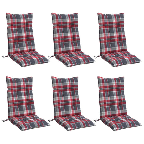 VidaXL coussins de chaise 6 pcs dossier haut motif losange tissu oxford rouge