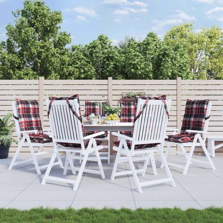 VidaXL coussins de chaise 6 pcs dossier haut motif losange tissu oxford rouge