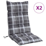 VidaXL coussins de chaise 2 pcs dossier haut motif losange tissu oxford gris