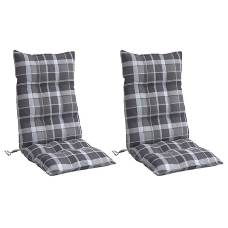 VidaXL coussins de chaise 2 pcs dossier haut motif losange tissu oxford gris