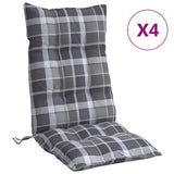 VidaXL coussins de chaise 4 pièces dossier haut motif losange tissu oxford gris