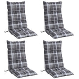 VidaXL coussins de chaise 4 pièces dossier haut motif losange tissu oxford gris