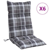 VidaXL coussins de chaise 6 pièces dossier haut motif losange tissu oxford gris