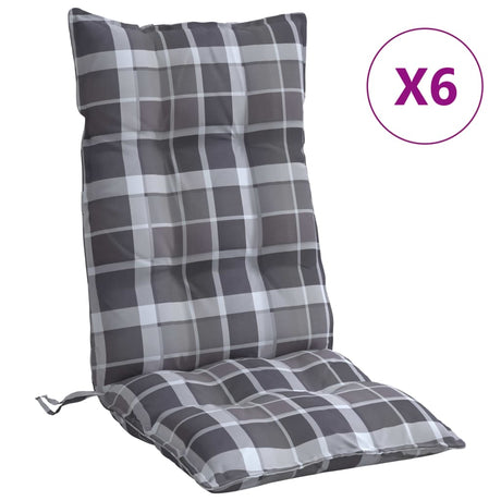 VidaXL coussins de chaise 6 pièces dossier haut motif losange tissu oxford gris