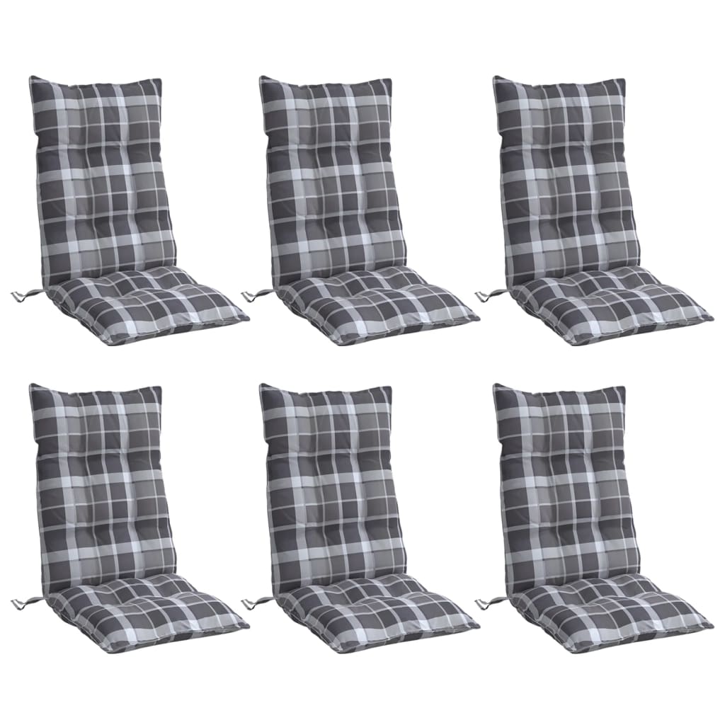VidaXL coussins de chaise 6 pièces dossier haut motif losange tissu oxford gris