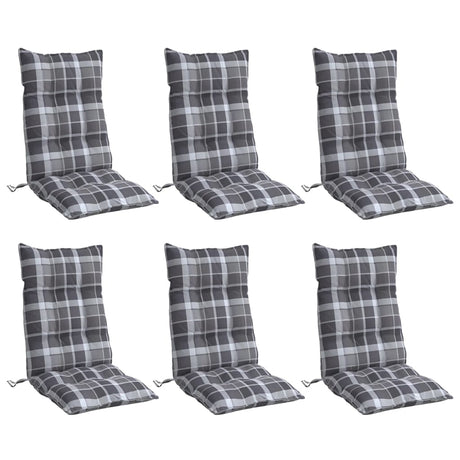 VidaXL coussins de chaise 6 pièces dossier haut motif losange tissu oxford gris