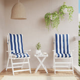 VidaXL coussins de chaise 2 pcs dossier haut tissu rayé blanc et bleu