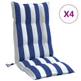 VidaXL coussins de chaise 4 pcs dossier haut tissu oxford rayé blanc et bleu