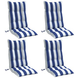 Cojines de silla Vidaxl 4 st de alto oxford de rayas de espalda blanca y azul