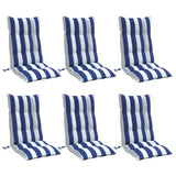 VidaXL coussins de chaise 6 pcs dossier haut tissu rayé oxford blanc et bleu