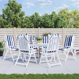 VidaXL coussins de chaise 6 pcs dossier haut tissu rayé oxford blanc et bleu