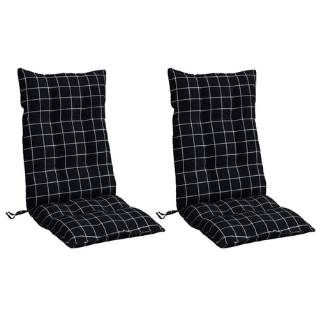 VidaXL coussins de chaise 2 pièces dossier haut motif losange tissu oxford noir