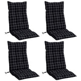 VidaXL coussins de chaise 4 pièces dossier haut motif losange tissu oxford noir