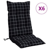 VidaXL coussins de chaise 6 pièces dossier haut motif losange tissu oxford noir