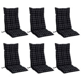 VidaXL coussins de chaise 6 pièces dossier haut motif losange tissu oxford noir