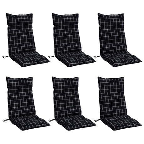 VidaXL coussins de chaise 6 pièces dossier haut motif losange tissu oxford noir