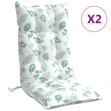 VidaXL coussins de chaise 2 pièces tissu oxford à motif de feuilles à dossier haut