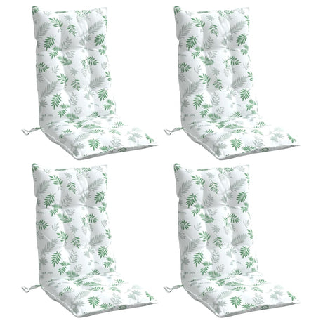 VidaXL coussins de chaise 4 pièces tissu oxford à motif de feuilles à dossier haut