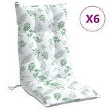 VidaXL coussins de chaise 6 pièces tissu oxford à motif de feuilles à dossier haut