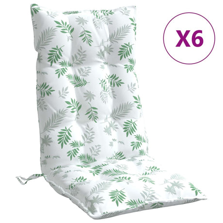 VidaXL coussins de chaise 6 pièces tissu oxford à motif de feuilles à dossier haut