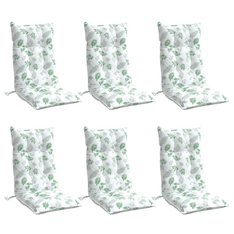 VidaXL coussins de chaise 6 pièces tissu oxford à motif de feuilles à dossier haut