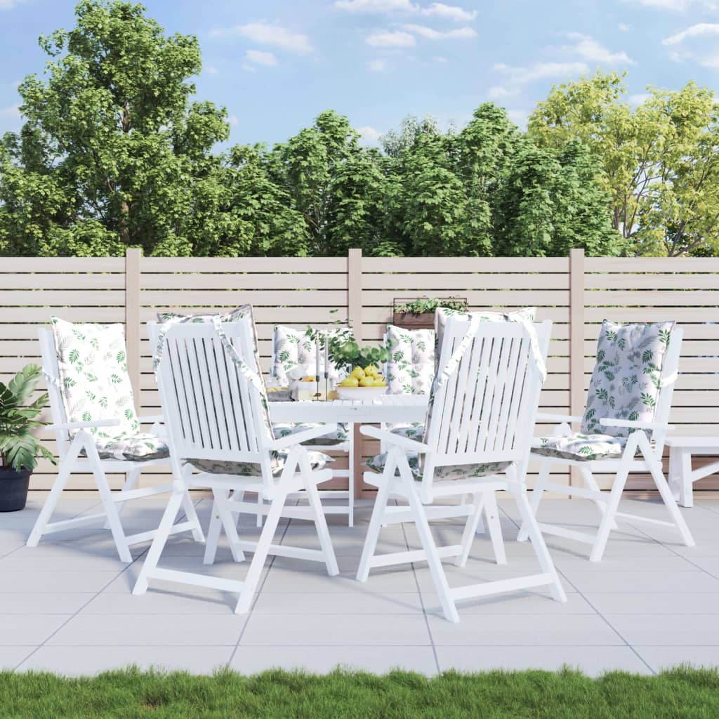 VidaXL coussins de chaise 6 pièces tissu oxford à motif de feuilles à dossier haut