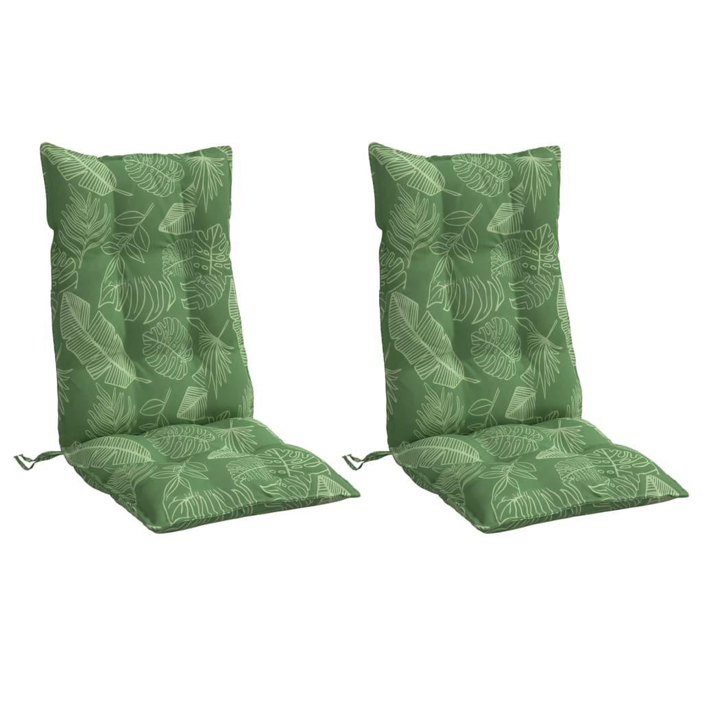 VidaXL coussins de chaise 2 pièces tissu oxford à motif de feuilles à dossier haut