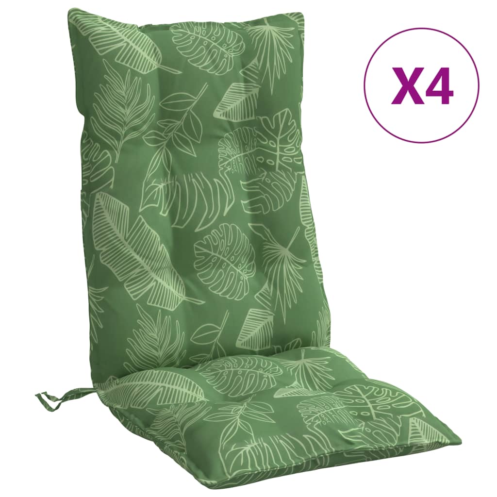 VidaXL coussins de chaise 4 pièces tissu oxford à motif de feuilles à dossier haut