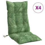 VidaXL coussins de chaise 4 pièces tissu oxford à motif de feuilles à dossier haut
