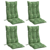VidaXL coussins de chaise 4 pièces tissu oxford à motif de feuilles à dossier haut