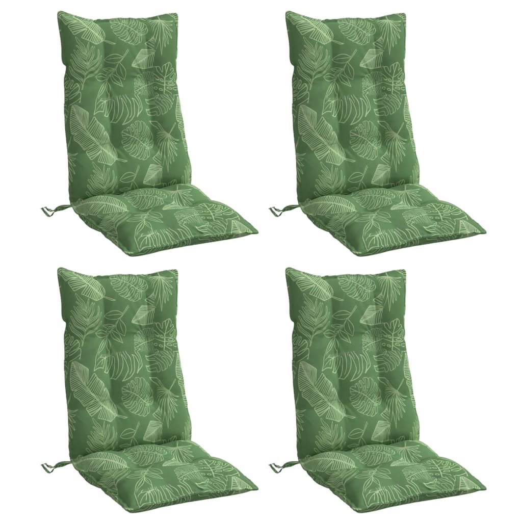 Vidaxl Chair cushions 4 st high back leaf pattern Oxford fabric