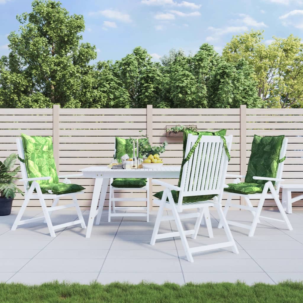 VidaXL coussins de chaise 4 pièces tissu oxford à motif de feuilles à dossier haut