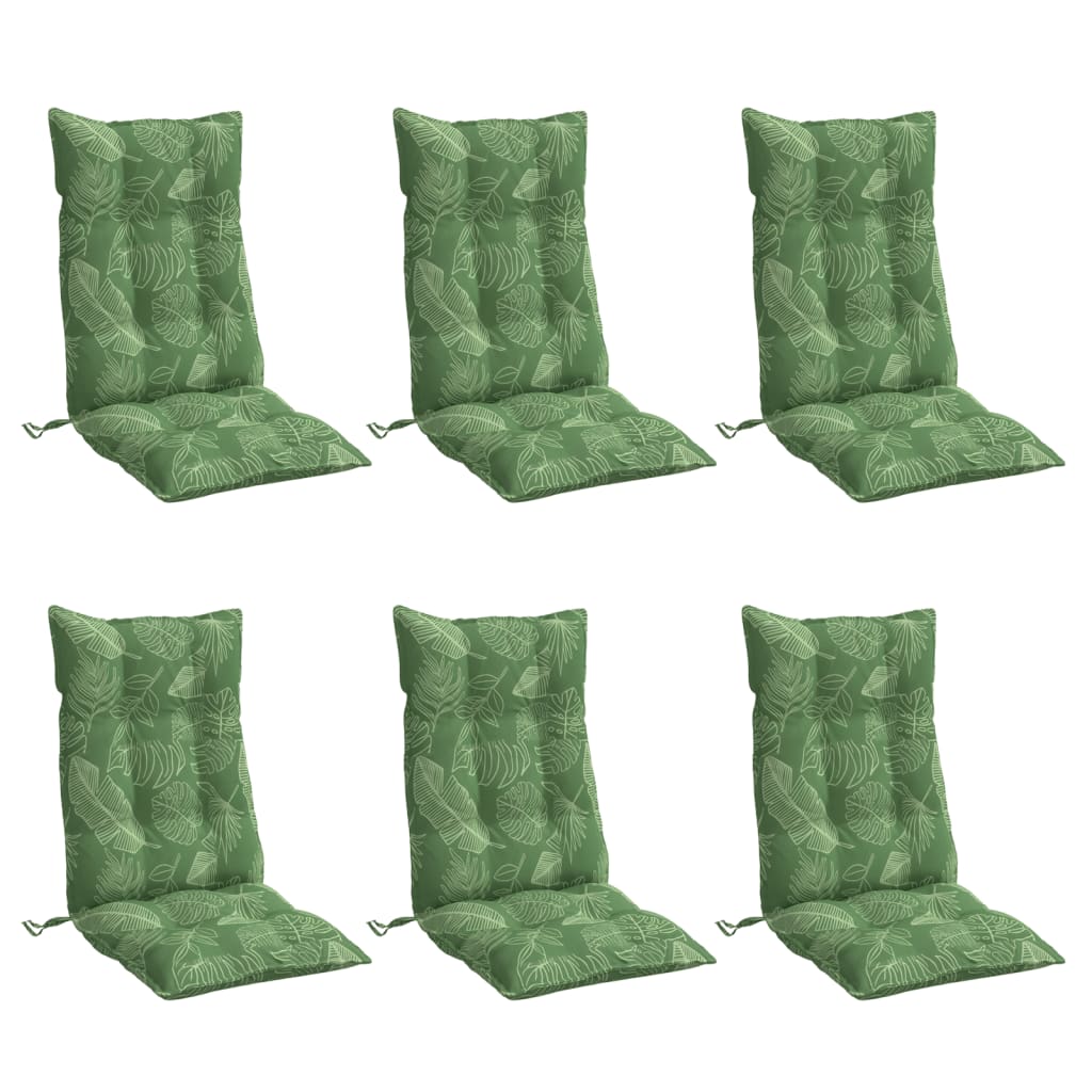 VidaXL coussins de chaise 6 pièces tissu oxford à motif de feuilles à dossier haut