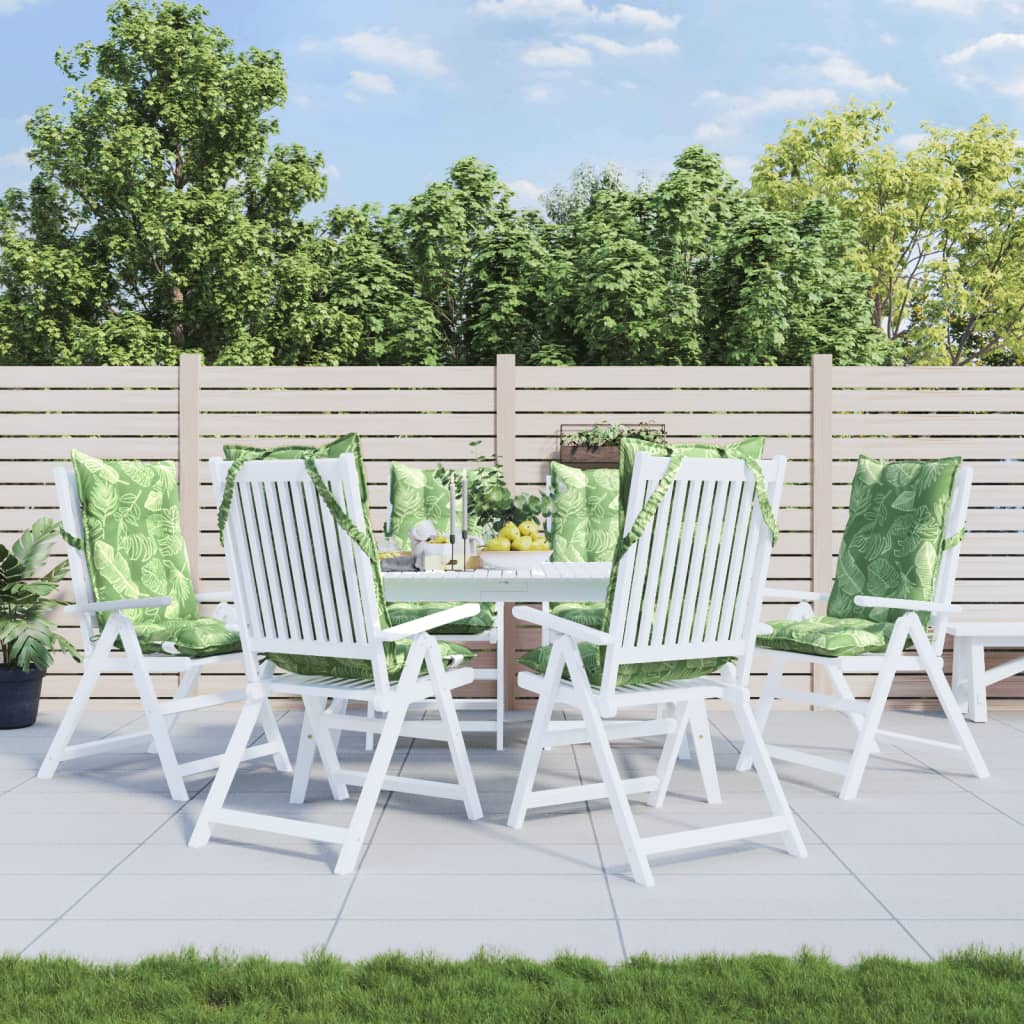 VidaXL coussins de chaise 6 pièces tissu oxford à motif de feuilles à dossier haut