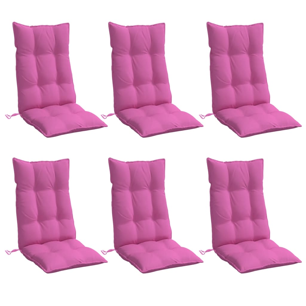 VidaXL coussins de chaise 6 pcs dossier haut tissu oxford rose
