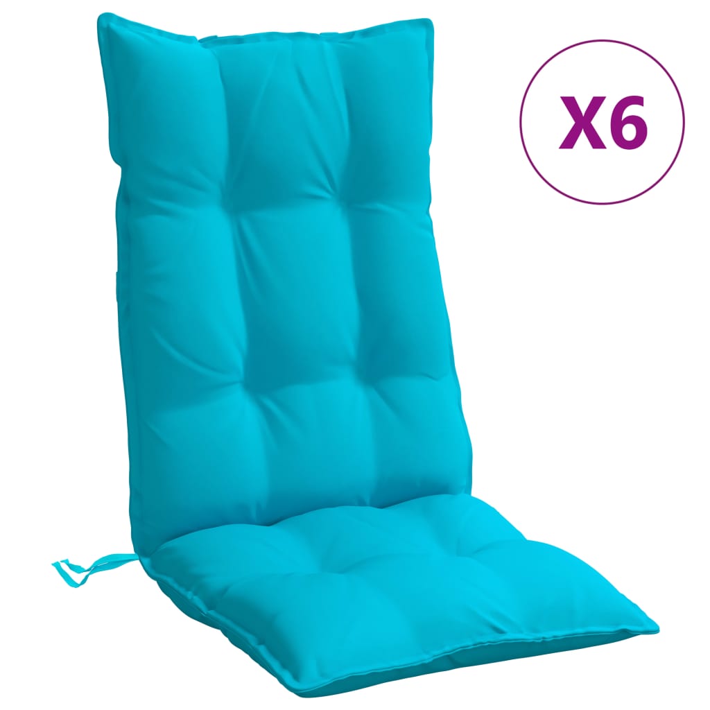 Coussins de chaise vidaxl 6 st haut de dos oxford tissu turquoise