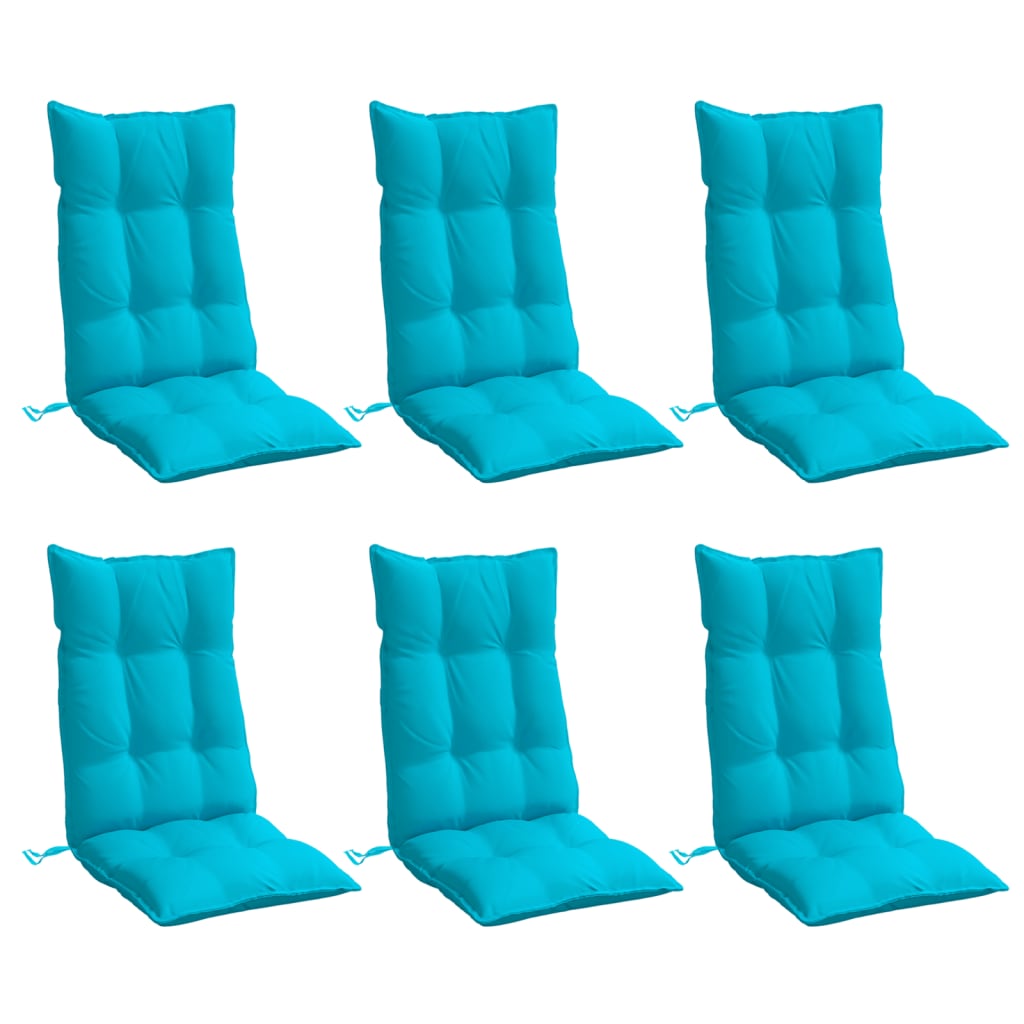 VidaXL coussins de chaise 6 pcs dossier haut tissu oxford turquoise