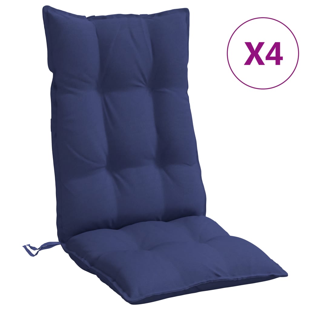 VidaXL coussins de chaise 4 pcs dossier haut tissu oxford bleu marine